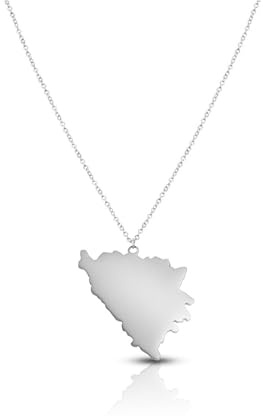 d'origine Bosnien Landkarten Kette, Bosnische Halskette für Damen, Bosnischer Schmuck - Silber