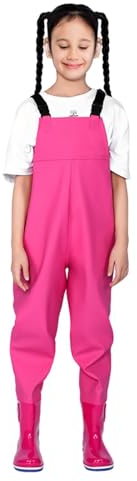 Fukamou Watstiefel für Kinder mit Stiefeln,Watstiefel zum für Kinder - Einteilige Wathose für Kinder mit Wasserdichten Stiefeln - Jagd-Watstiefel, Regenmäntel, Wasseranzüge, Regenhosen zum