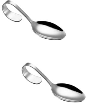 Cabilock 2 Stücke Gebogene Griff Servierlöffel Edelstahl Für Hochzeit Cocktail Party Silber Geschirr