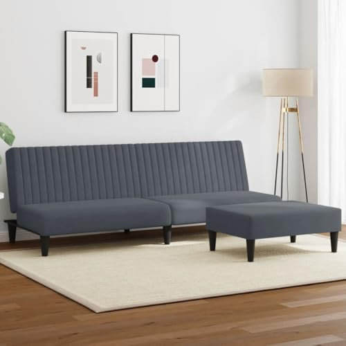 Homgoday 2-TLG. Sofagarnitur Loungesofa Wohnzimmersofa Sofa Couch mit Rückenlehne Gästesofa Polstersofa Couchgarnitur Sitzmöbel für Wohnzimmer Büro Schlafzimmer Dunkelgrau Samt