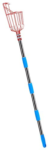 INOOMP Recolector De Frutas Portátil Desmontable para Jardín y Huerto, Pértiga De Acero Inoxidable 6 Secciones 2,4 m Rojo y Plateado, Herramienta Práctica para Recoger Frutas Altura