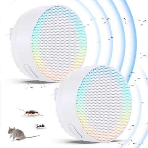 Mückenschutz Ultraschall Schädlingsbekämpfer, Insektenschutzmittel Elektrisch Schädlingsbekämpfungs-Plug-In für Ratte, Kakerlake, Moskiton, Spinne, Fruchtfliegen, Motten, Harmlos Haustiere, 2 Stück