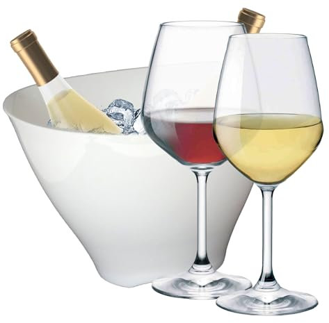 Sicignano | Juego de copas de vino tinto CL.53 + vino blanco 43,5 cl.43,5 Divino de cristal para 6 personas, transparentes, aptas para lavavajillas – regalo cubo champán blanco 2 botellas, Made in