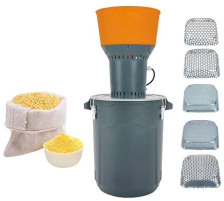 TRJHKMJVV Grain Mill Corn Grinder Electric 60L 1000W Feed Grinder Dust-Free Dry Cereals Grinder with Detachable Hopper and 5 Sieves