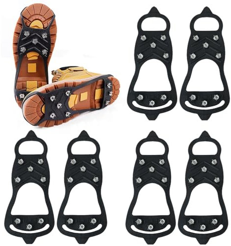4 Paar Anti Rutsch Schuhspikes Schuhspikes Größe, Schuhspikes Schnee und EIS, Spikes für Schuhe Winter Walking, Wandern, Bergsteigen (8 Edelstahl)