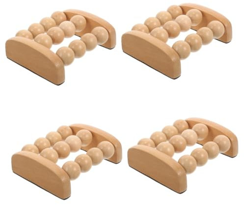 Healvian 4stücke Wooden Feet Roller Tragbarer -fußmassageroller Durchblutung Und Entspannung Für Zuhause Fitnessstudio Und