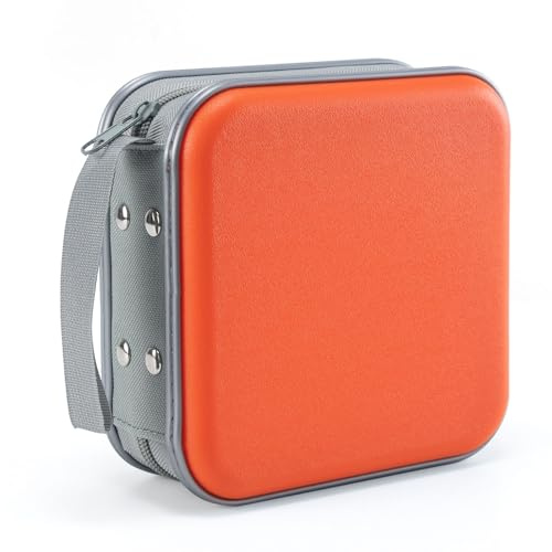 LIOVODE DVD Case, 48 Capacity CD Case Portable CD Holder Storage Hard Plastic DVD Wallet Holder Organizer for Car (Orange)