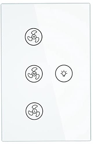 Asuinxurr Lámpara de luz WiFi interruptor de pared inteligente ventilador de techo lámpara interruptor de pared luz Smart Switch Smart Life/Tuya APP mando a distancia diferente regulación de velocidad