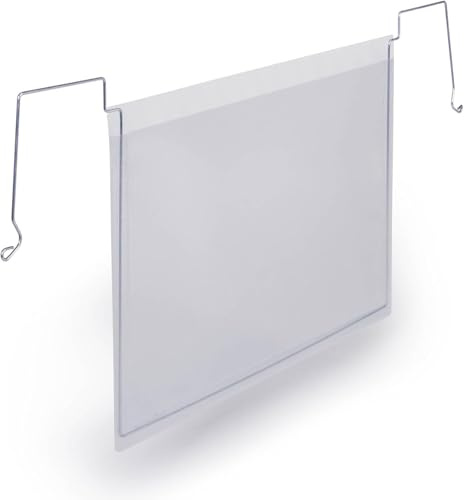 Durable Drahtbügeltasche A5 quer, Kennzeichnungstasche, 50 Stück | Hängetasche für Gitterboxen, aus Polypropylen, scannertauglich, Etikettenhalter für Transportbehälter
