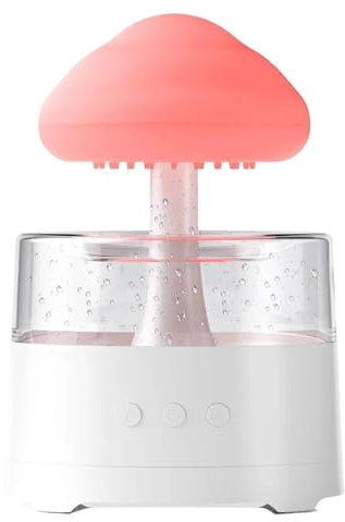 Mushroom Waterfall Humidifier - Raindrop Evaporator, LED Drip Diffuser | Rain Cloud Humidifier with LED Light, Quiet Humidifier + for Meditation, Bedroom, Table Decoration, S