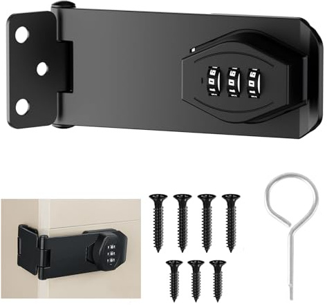 Gloryit Türriegel Abschließbar 4 Zoll Überfalle Zahlenschloss | 4 Zoll Schrank Schloss,Robust und langlebig,Einfache Installation,für kleine Türen,Schränke,Garten, Badezimmer