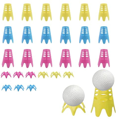 Silent-Qiaoyou 27 Stück Golf-Simulator-Tees Wiederverwendbar, Golftees Trainings Bunt Tragbare Drinnen Draußen， Wiederverwendbar Golf Simulator Tees für das Üben im Innen- und Außenbereich