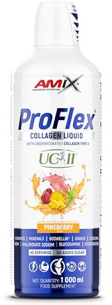 Amix™ ProFlex® Collagen Liquid 1000 ml – Concentrado líquido de colágeno con UC-II®, vitaminas, minerales y extractos vegetales, sabor piña frutos, sin azúcares añadidos