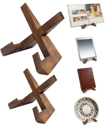 Bettinay 2 Pcs Cook Book Stands, Wooden Recipe Book Stand for Livingroom, Bedroom, Kitchen