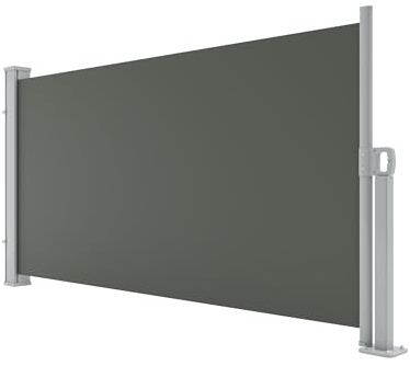 GarveeLife 71x138 Retractable Side Awning, Double Side Awning with 280g/m² Polyester Fabric, Rainproof and UV-Proof Folding Privacy Screen Privacy Fence, for Deck, Patio, Pools, Grey