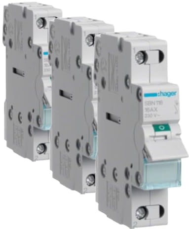 Hager Schaltermodul Grau 16A 230V SBN116, 230 V (Packung mit 3)