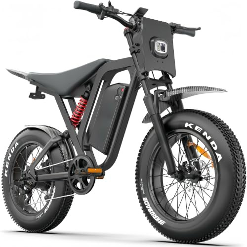 DEEPOWER R700 Bicicleta Eléctrica, Neumáticos Gruesos 20×4.0, Batería Extraíble 52V 25Ah, Autonomía de 115 KM, 7 Velocidades, Suspensión Hidráulica Completa
