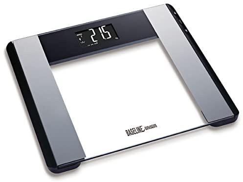 Baseline Digital Body Fat Scale, Accurate Tempered Glass Modern Bathroom Scale Measures Weight, Body Fat, and Water Percentage, 400lb Max, Model 12-1190
