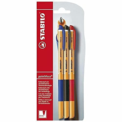STABILO - Tintenroller - pointVisco - 3er Pack - blau, schwarz, rot