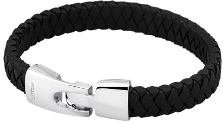 LOTUS STYLE Pulsera Hombre Acero Inoxidable 316L Brazalete de Diseño Sofisticado, Confortable y Resistente al Agua - Pulseras Hombre - Negra 190.00 mm LS1517-2/2 - Regalo de Cumpleaños, Día del Padre