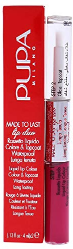 Pupa Milano Made To Last Lip Duo Rouge à Lèvres 004 Geranium Fuchsia pour Femme 0,13 oz 1 Unité