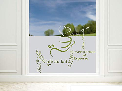 GRAZDesign Fensterfolie Küche Blickdicht Kaffee Motiv Sichtschutzfolie selbstklebend - 100x57cm / Silbergrau