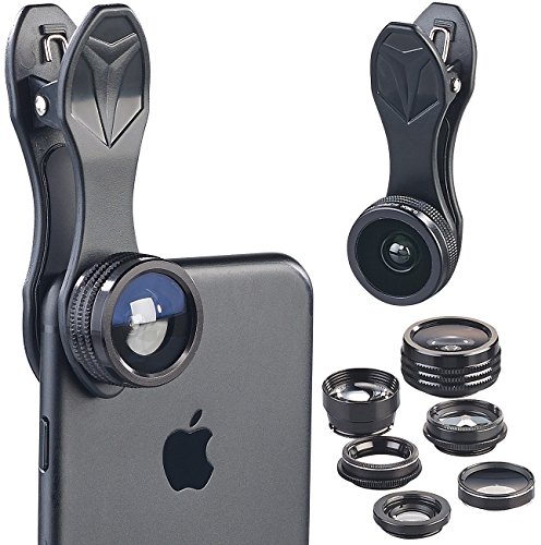 Somikon Polfilter Handy: 7in1-Premium-Vorsatz-Linsen, Kaleidoskop, Pol-Filter, Hartschalen-Etui (Kaleidoskop Filter Kamera, Vorsatzlinsen, Smartphone)