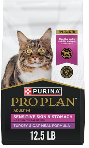 Purina Pro Plan Sensitive Skin and Stomach Dry Cat Food Turkey and Oat Meal Formula - 12.5 lb. Bag