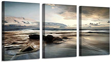 ARTISTIC PATH Seascape Canvas Art Wall Pictures: Beach Photographic Print on Canvas for Bedroom (11 W x 16 H x3PCS)