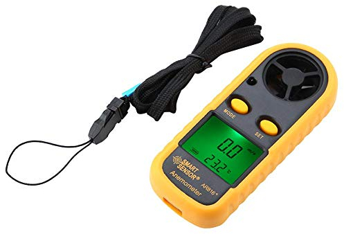 Digitales Anemometer, SMART SENSOR AR816 + LCD Anemometer Hand Windgeschwindigkeitsmesser Messgerät Luftströmungsgeschwindigkeits Geschwindigkeitstester Thermometer -10 ° C ~ 45 ° C