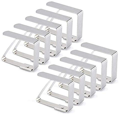 Yrlehoo Tovaglia Clip in Acciaio, Molla Fermatovaglia, 10 Pezzi Fermatovaglia Acciaio Inossidabile, Tablecloth Clip Regolabile, Argento, per Outdoor Picnic Party (10pcs)