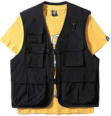 Sunma Homme/Femme Léger Multifonctionnel Multi-Poches Pêche Gilet Photographe Reporter Camping Veste