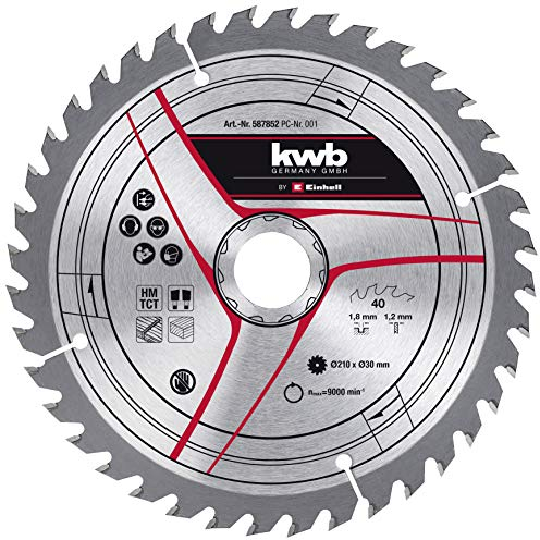 Original Einhell Kreissägeblatt 210x30 (Sägen-Zubehör, Ø 210 mm, Aufnahme 30 mm, 40 Zähne, Schnittbreite 1,8 mm, für Akku-Zug-Kapp-Gehrungssägen & Tischkreissägen)