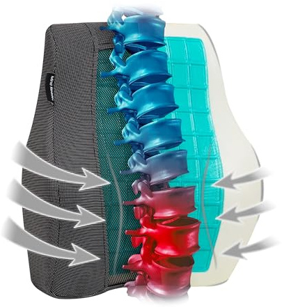 Mind Reader Lumbar Support Cushion for Office Chair and Car Seat, Memory Foam and Cooling Gel Core, Air-Cloud Technology, 15.5 L x 3.75 W x 14.25 H, Black