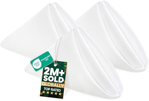 Utopia Home [12 Pack, White] Cloth Napkins 17x17 Inches, 100% Polyester