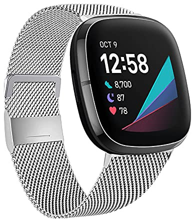 Moydolo Kompatibel mit Fitbit Versa 4 Armband/Fitbit Sense 2 Armband, Damen Herren Edelstahl Handgelenk Metall Ersatzband Armbänder Kompatibel für Fitbit Sense 2/Fitbit Versa 4
