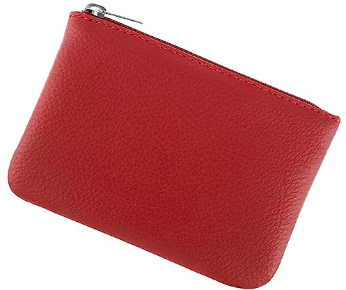simarro Red Coin Purse, Leather Zipper Change Purse
