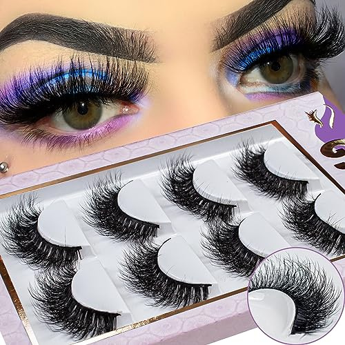5D Faux Mink Lashes Fluffy - Valentine's Day Gifts for Women 5 Pairs False Lashes 8-15mm Long Fake Eyelashes Mink Natural Look