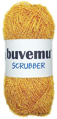 Buvemu Scrubber Yarn for Crocheting Knitting Dishcloths Washcloths Crafty Items, 100 Gram (3.53 Ounces) 88 Yards (80 Meters) (Yellow)