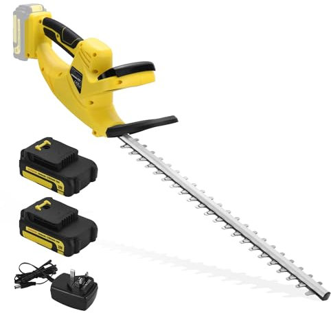 Cordless Hedge Trimmer, PHIWOS Electric Hedge Cutter, 2.0Ah Battery and Charger Included, 510mm Cutting Length, Double Blade Action, Soft Grip Handle (2BATTERIES&Charger)