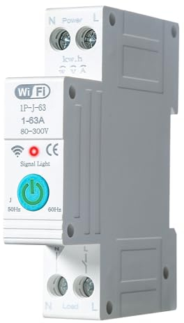DEWIN Tuya WiFi Smart Circuit Breaker,1P 63A Schiene DIN WiFi Smart Energy Meter Leistungsschalter Leistungsmessung for Smart Home Fernbedienung