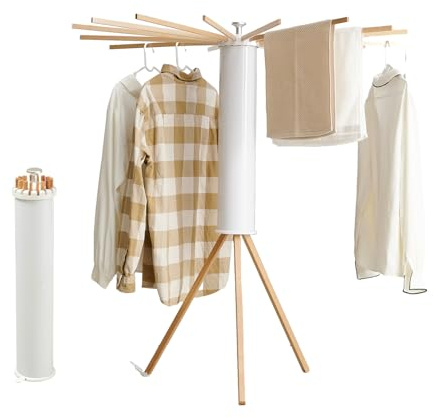 RFOUO Clothes Drying Rack Tripod,Laundry Hanger Dryer Rack,Portable Drying Rack,Outdoor Clothes Rack-Drying Rack Clothing Laundry Bedroom Household Wooden-16rods