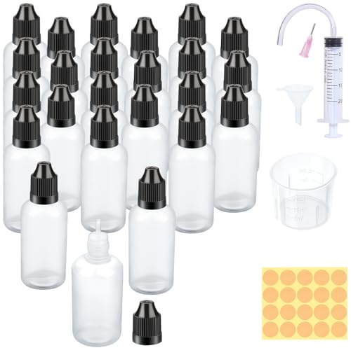 Nenull Liquid Flaschen 30ml 24 Stück Tropfflasche Leere Quetschflasche Plastikflaschen Dropper Bottle liquidflaschen mit Kindersicherung Deckel Gratis Trichter Messbecher Transfer Pipette Aufkleber