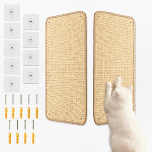 Otauoaea 2 Stück Sisal Kratzmatte Katze, 56X28cm Teppich Katzen Kratzbrett Wand, Widerstandsfähig kratzpappe für Katzen, Katzenkratzmatte für Sofa Möbel Tür Kratzschutz