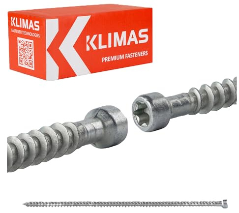 KLIMAS Holzbauschrauben Konstruktionsschrauben Vollgewinde Zylinderkopf ETA (50 Stück - Ø8mm x 240mm TX40)