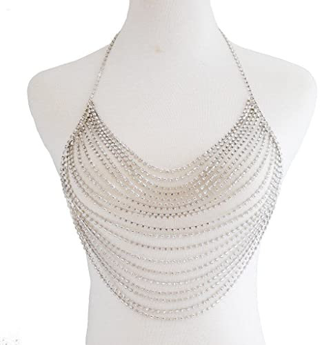 Funkelnde Kristallkörperkette Mehrschichtiger Strass-strass-bling-bra-kette Sexy Bikini Nachtclub Körperkette Accessoires Für Frauen Mädchen
