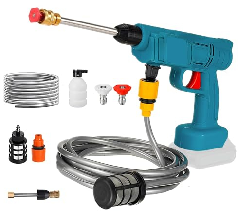 Akku-Hochdruckreiniger, Hochdruckreiniger für Makita 18v Batterie, Plug and Play Druckreinigerpistole, 30 Bar Max, Multifunktionale Druckdüse, Schaumsprüher, für Reinigung und Bewässerung