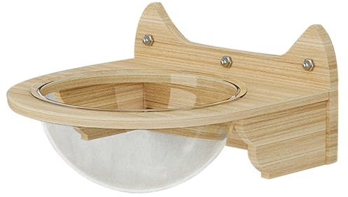 Katzenhängematte Wand, Katzenbett Wand, Katzenliege Wand, aus massivem Gummibaumholz und Abnehmbares halbrundes Katzenbett aus Acryl, Modernes Katzenbett zum Schlafen, Spielen, Tragkraft bis 18 kg