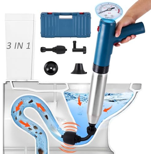 YUCHENGTECH Elektrischer Rohrreiniger Druckluft Abflussreiniger Pumpe Pressluft Rohrreiniger Rohrreinigungspumpe Druckluft WC Plunger für Dredge Toilette/Waschbecken/Badewanne/Bodenablauf
