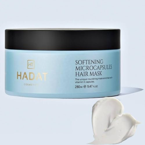 HADAT Cosmetics Maschera per capelli ammorbidente con microcapsule di vitamina E e olio di crambe – protezione UV e lucentezza, trattamento nutriente e rigenerante per capelli secchi e fragili